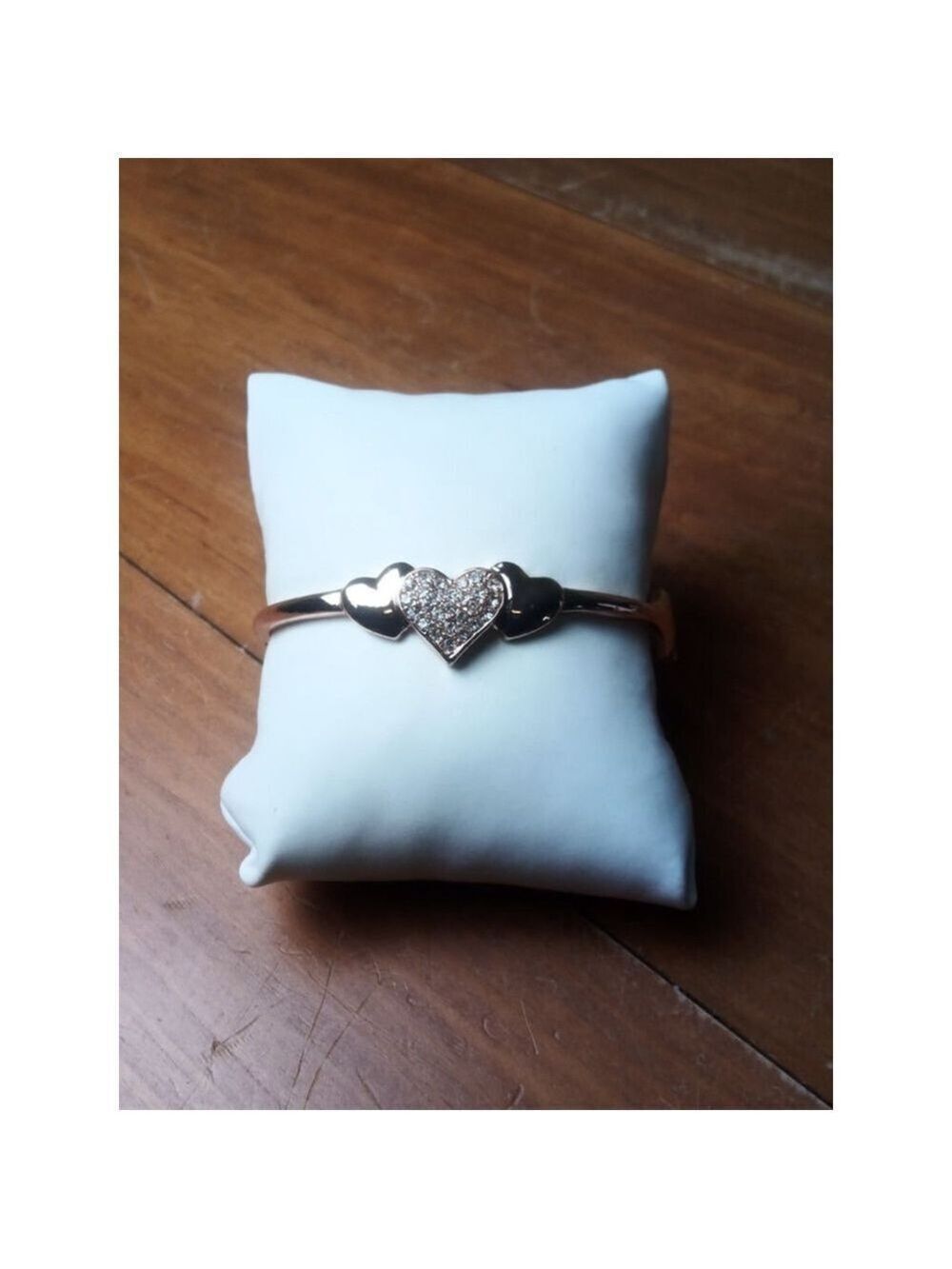 Rose Gold Heart Bangle Bracelet Size 6.75